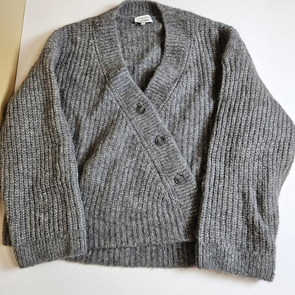 & Other Stories Alpaca Wool Blend Cardigan Gray Button Front Size L